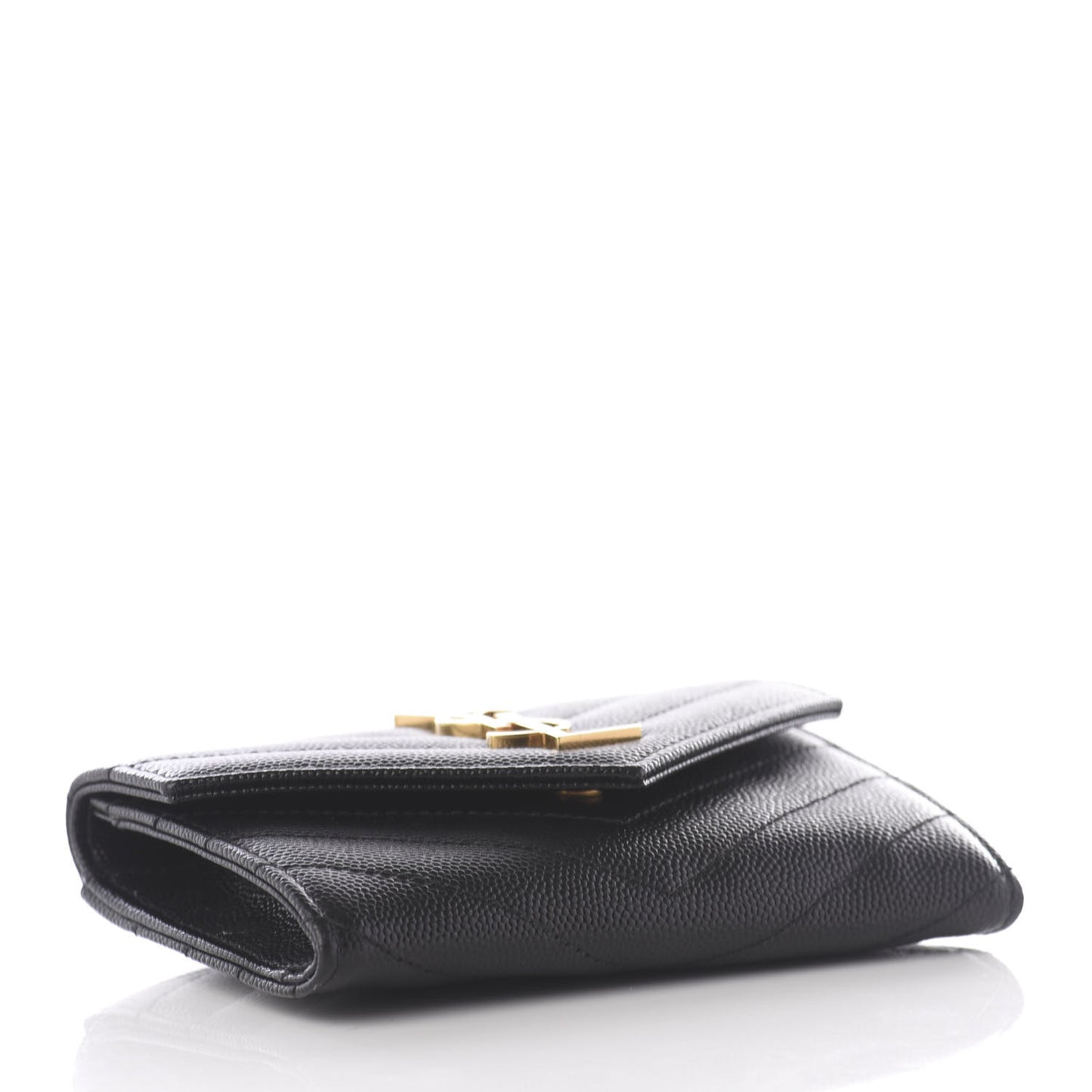 Grain De Poudre Matelasse Chevron Small Monogram Envelope Wallet Black