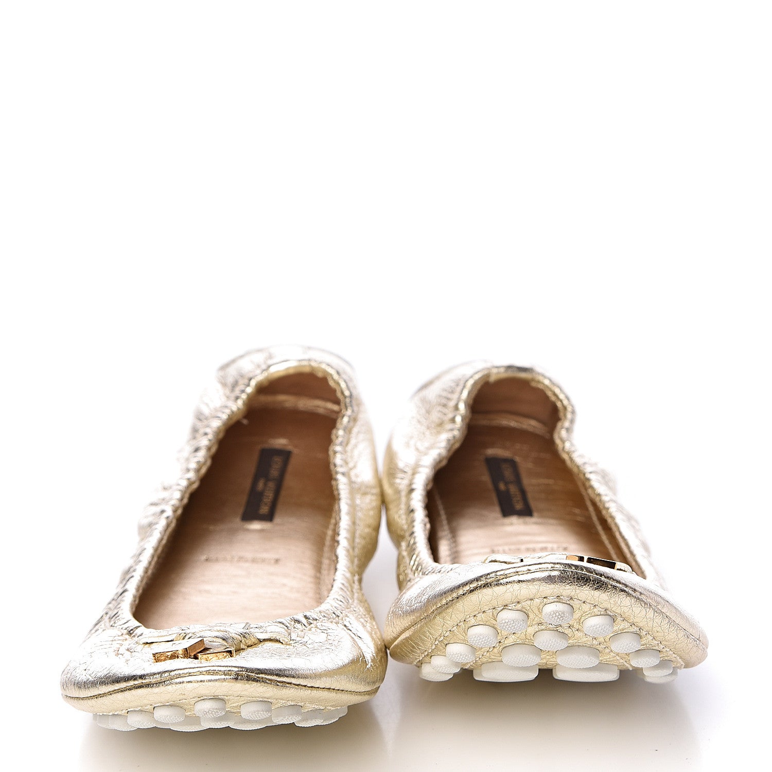 Louis Vuitton Metallic Calfskin Lemon Ballerina Flats 40 Gold 2 of 9