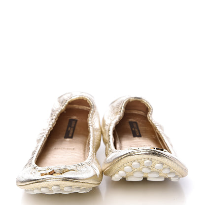 Louis Vuitton Metallic Calfskin Lemon Ballerina Flats 40 Gold 2 of 9