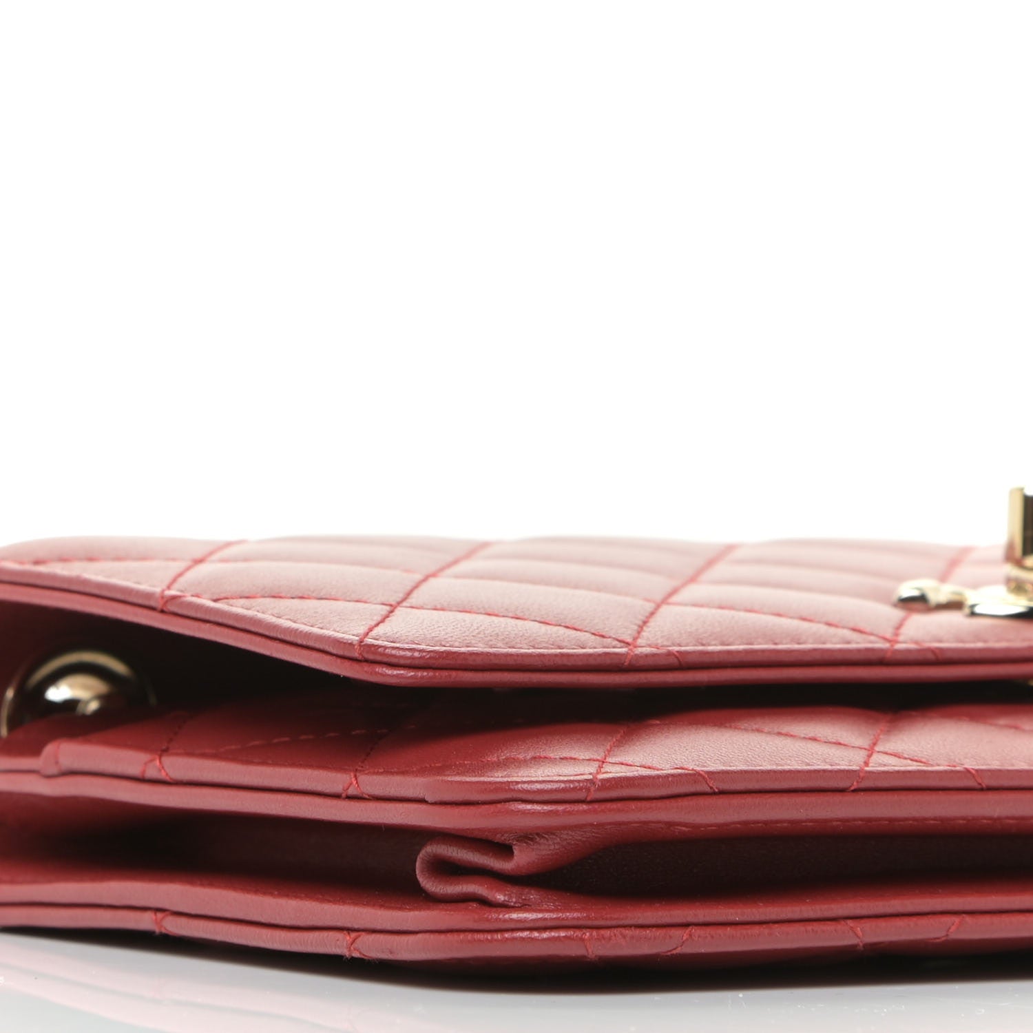 Chanel Lambskin Quilted Trendy CC Wallet On Chain WOC Red 8 of 12