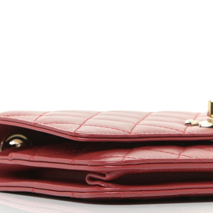 Chanel Lambskin Quilted Trendy CC Wallet On Chain WOC Red 8 of 12