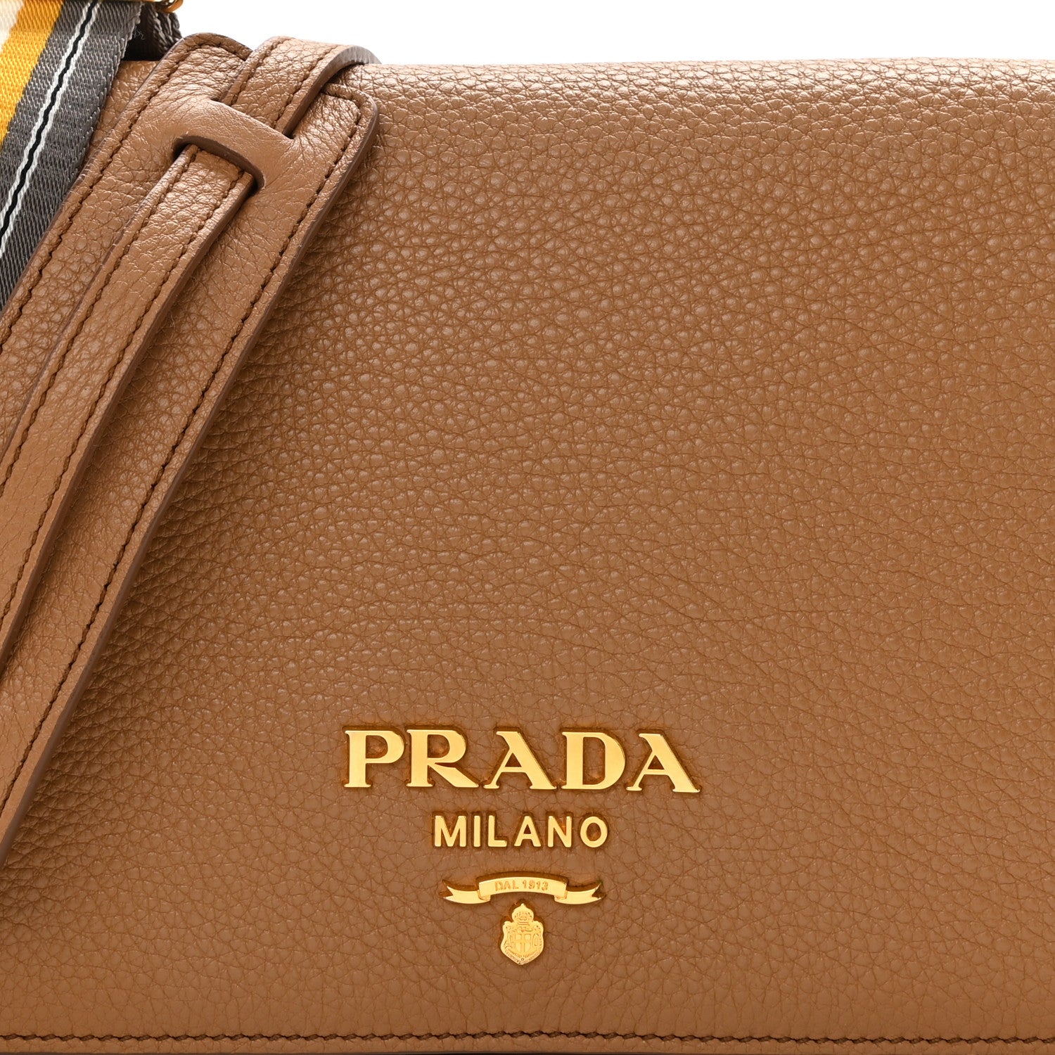 Prada Vitello Daino Flap Crossbody Caramel 9 of 9