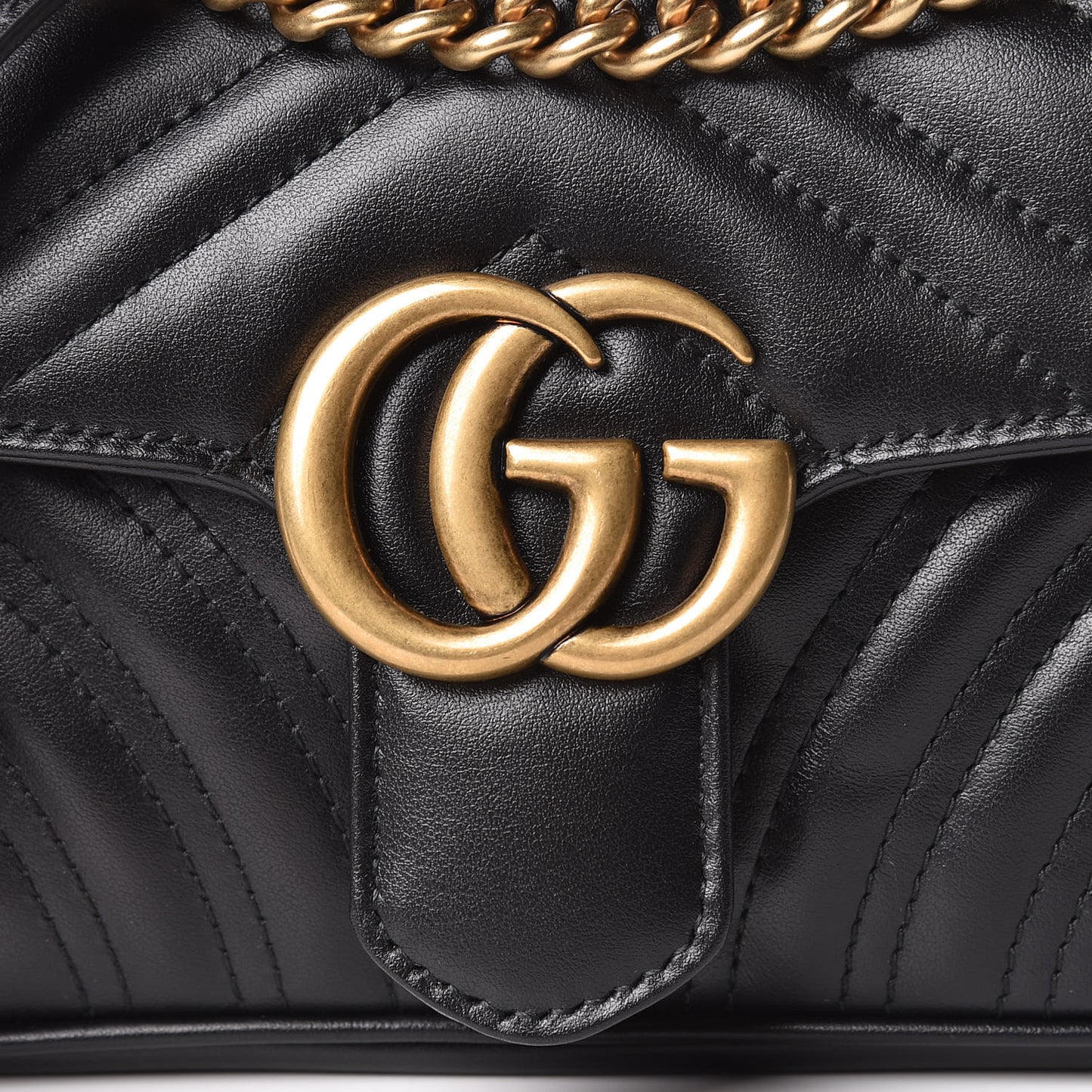Calfskin Matelasse Mini GG Marmont Shoulder Bag Black