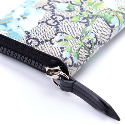 Gucci GG Supreme Monogram Blooms Zip Around Card Case Wallet Beige Blue Navy 9 of 10