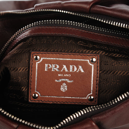 Prada Soft Calf Pleated Hobo Bruciato 6 of 9
