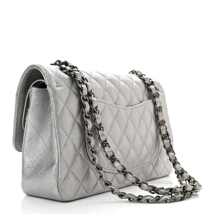 Chanel Metallic Caviar Quilted Medium Double Flap Silver 3 of 10