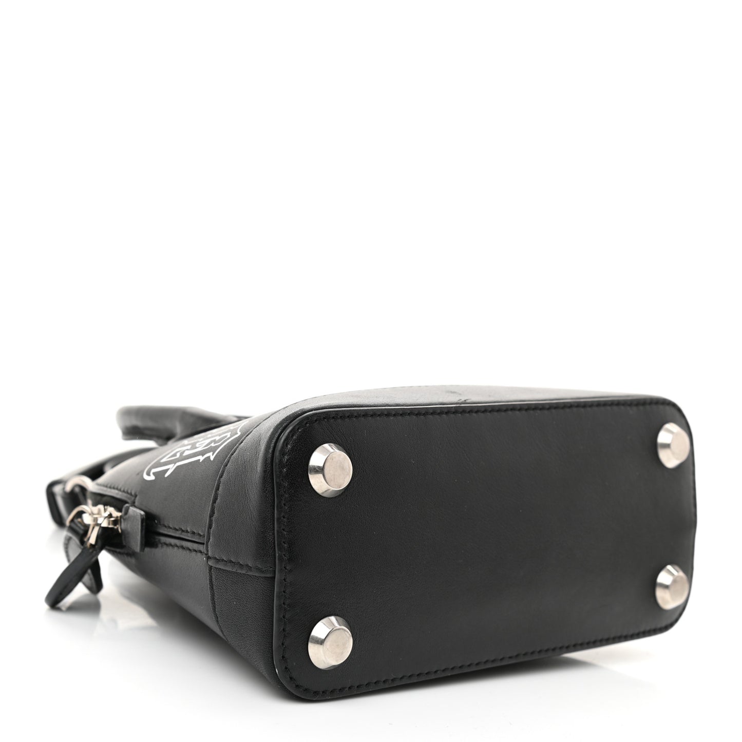 Calfskin Gothic Logo XXS Ville Top Handle Bag Black White
