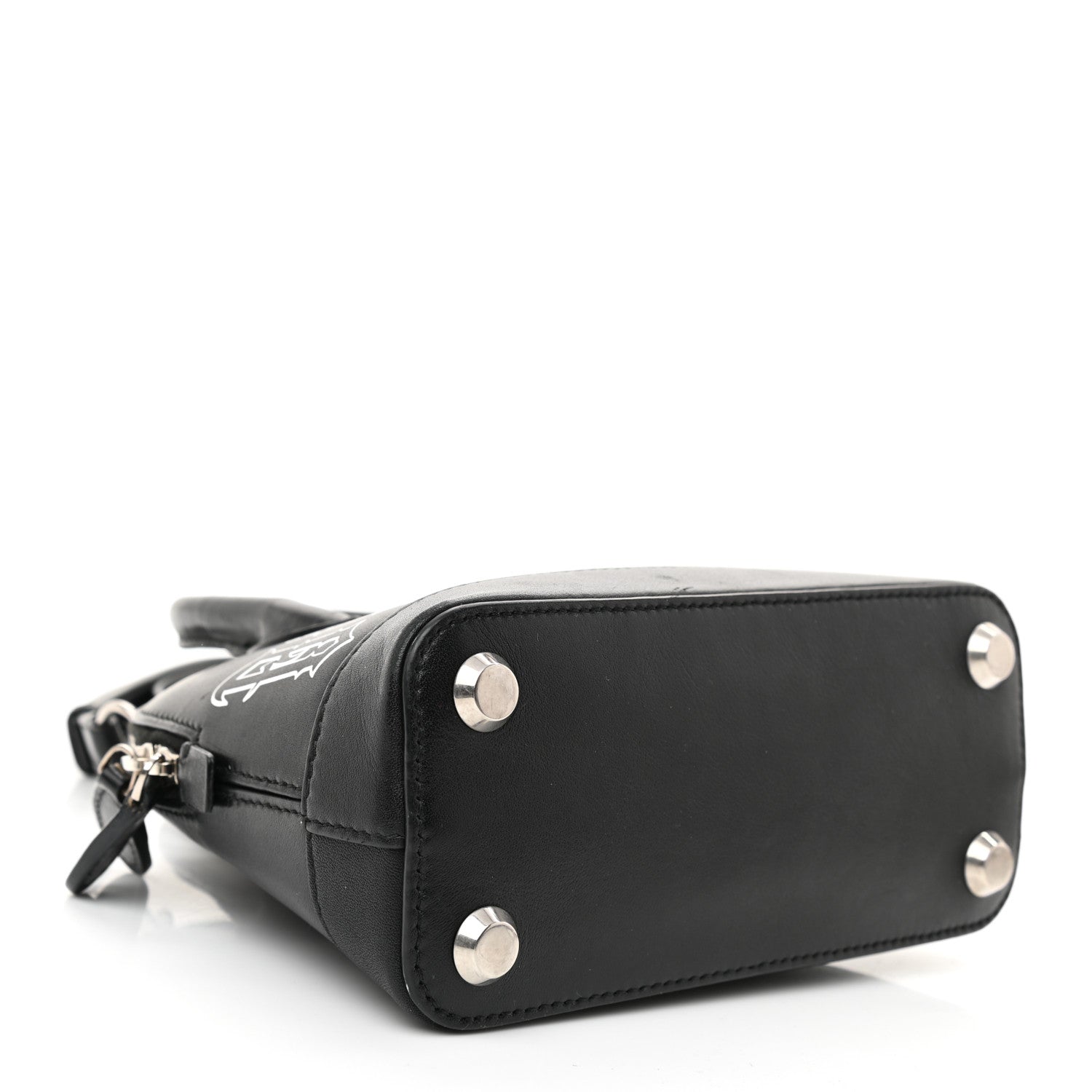 Balenciaga Calfskin Gothic Logo XXS Ville Top Handle Bag Black White 4 of 11