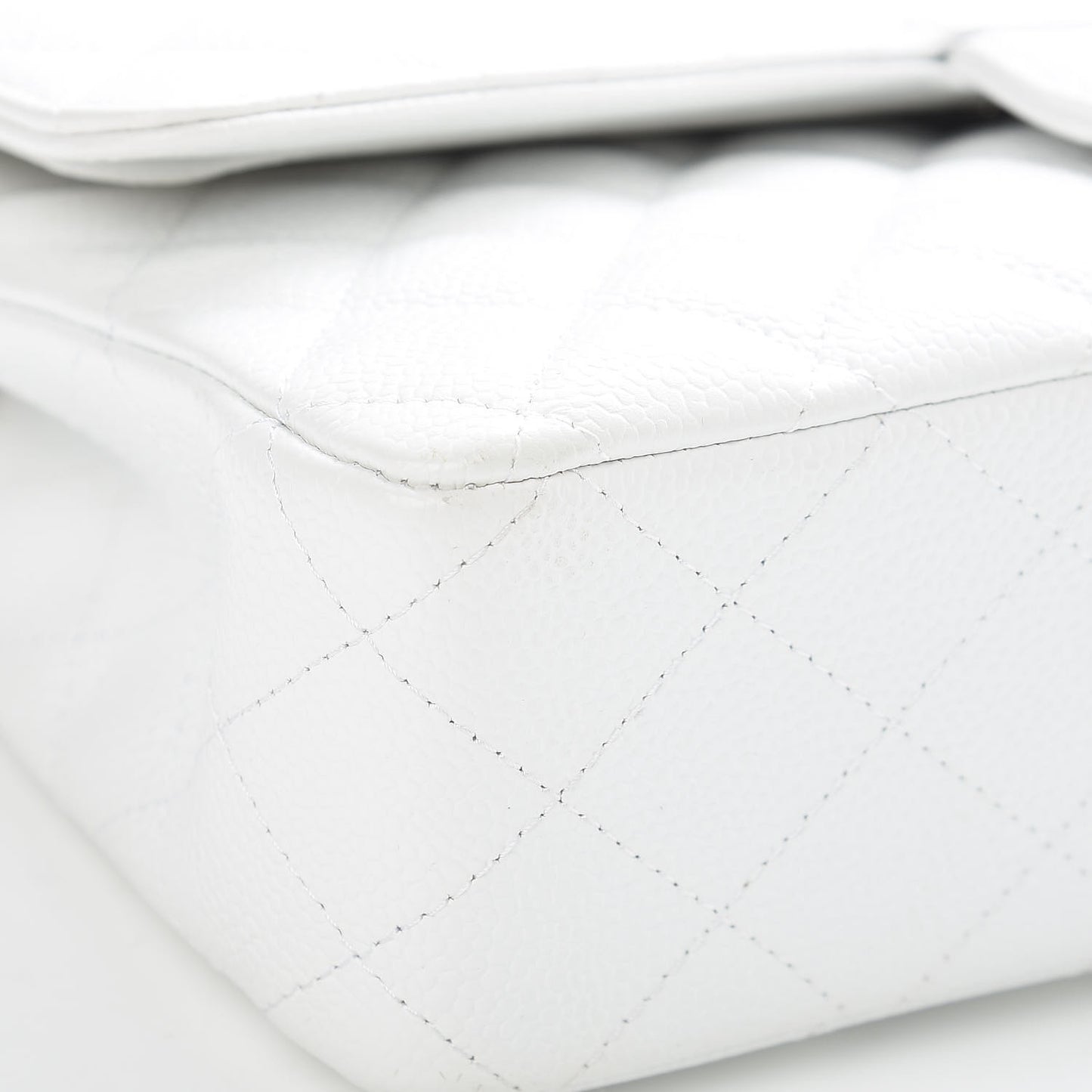 Caviar Quilted Medium Double Flap White