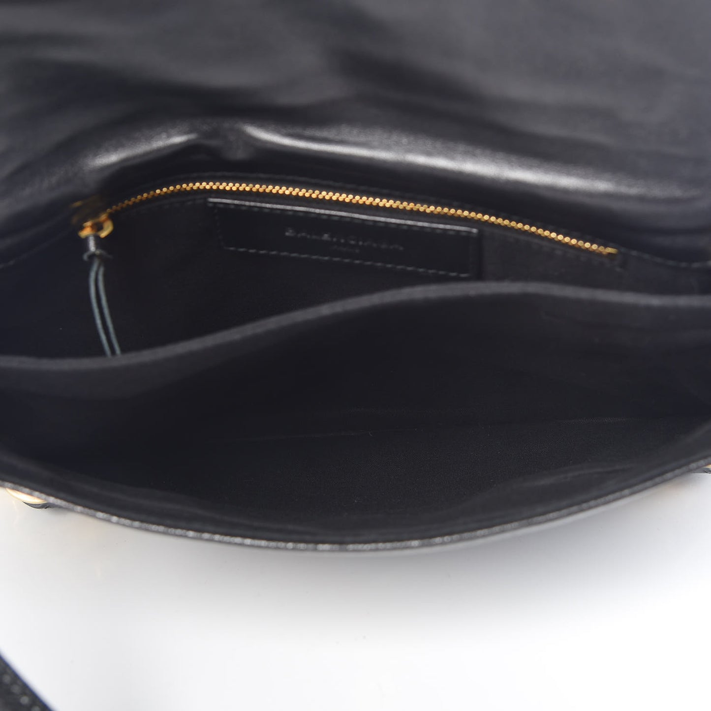 Chevre Gold Metallic Edge Hardware Envelope Clutch Black