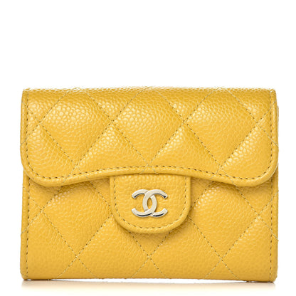 Chanel Caviar Quilted Flap Card Holder Wallet Yellow 1 of 9