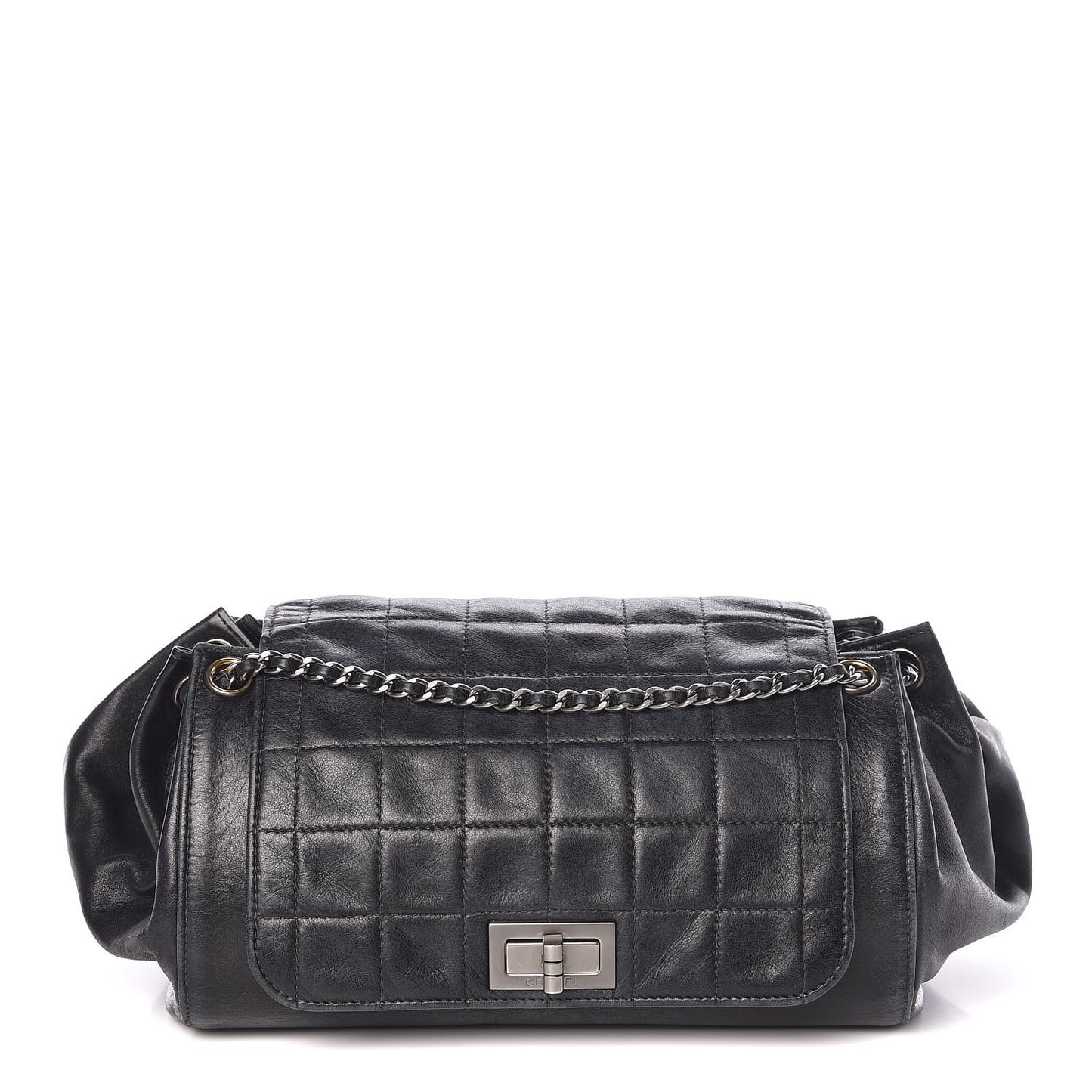 Lambskin Chocolate Bar Accordion Mademoiselle Flap Black