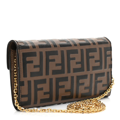 Fendi Vitello Soft F is Fendi Bi-Color FF 1974 Embossed Continental Envelope Wallet On Chain Maya Black 3 of 9