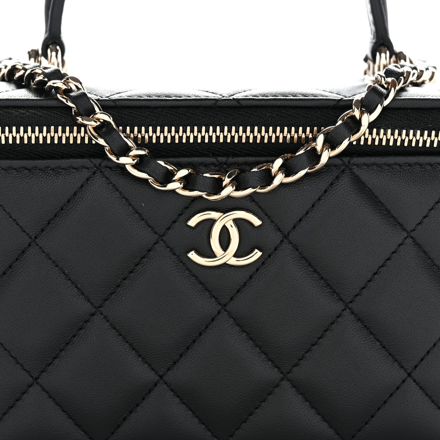 Chanel Lambskin Quilted Small Top Handle Vanity Case With Chain Black 8 of 11
