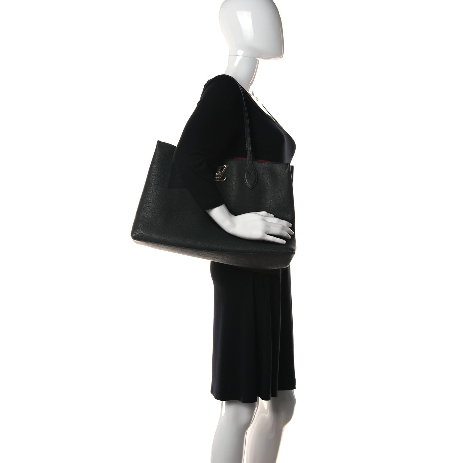 Louis Vuitton Grained Calfskin Lockme Shopper Black 2 of 11