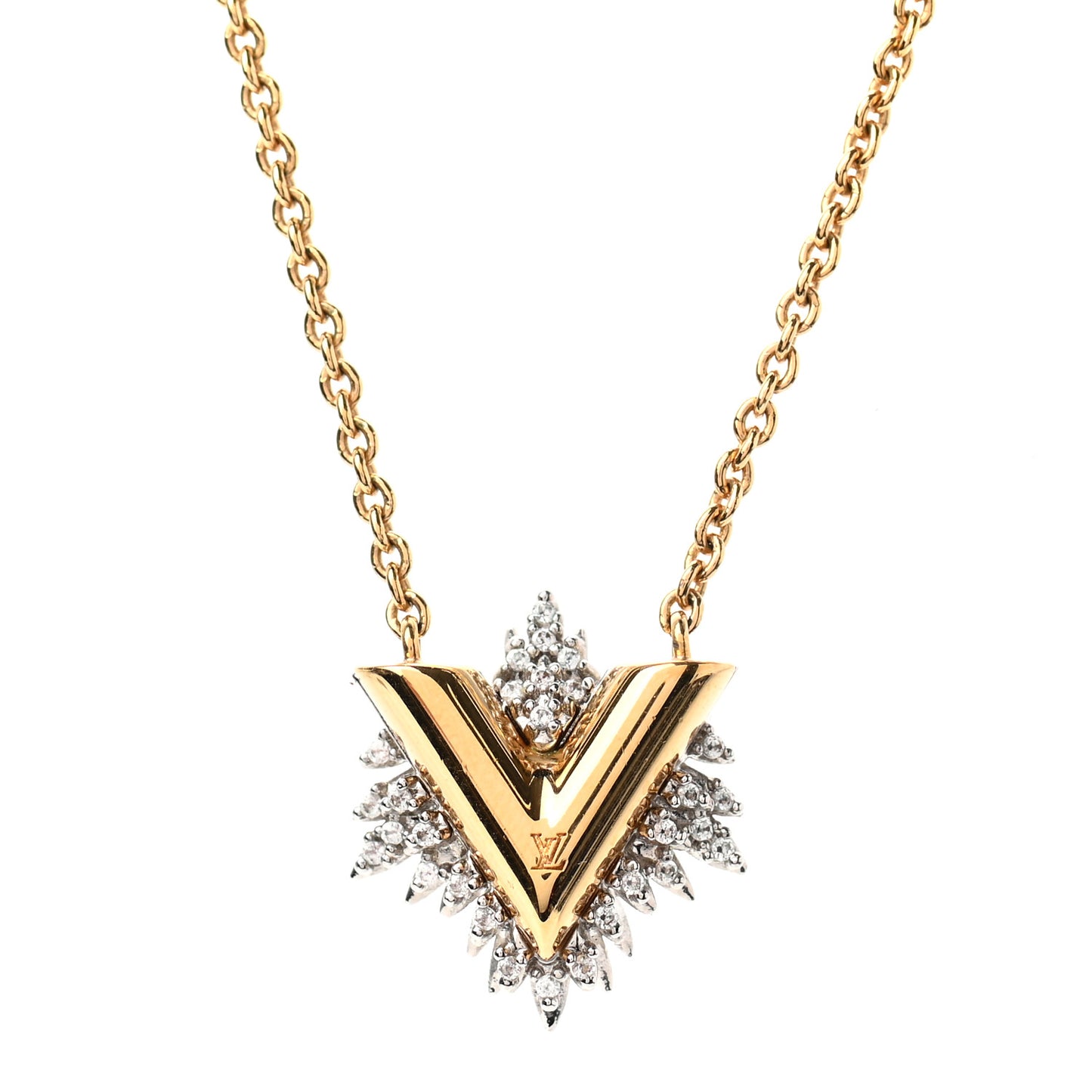 Crystal Essential Glory LV Necklace Gold