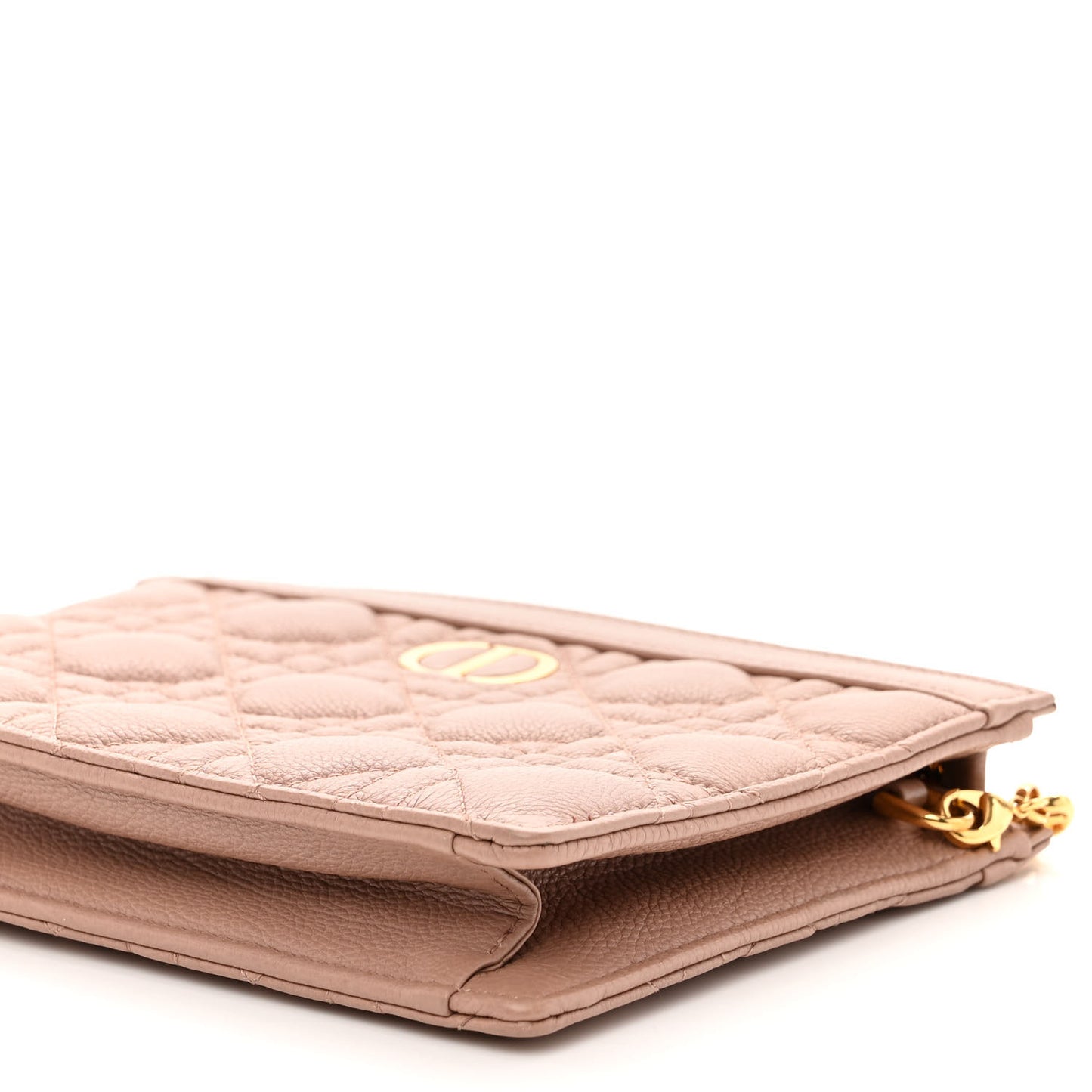 Calfskin Cannage Caro Zipped Pouch With Chain Fard
