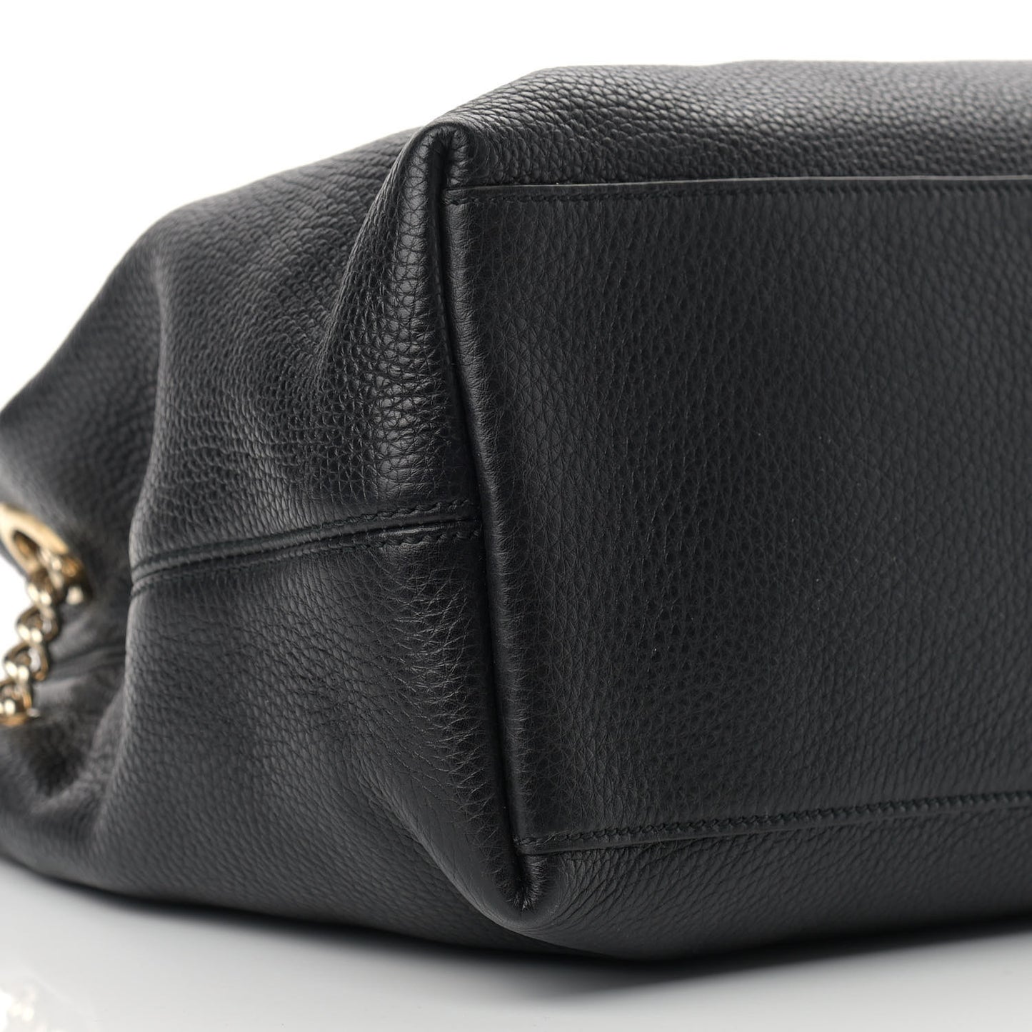 Pebbled Calfskin Medium Soho Chain Shoulder Bag Black