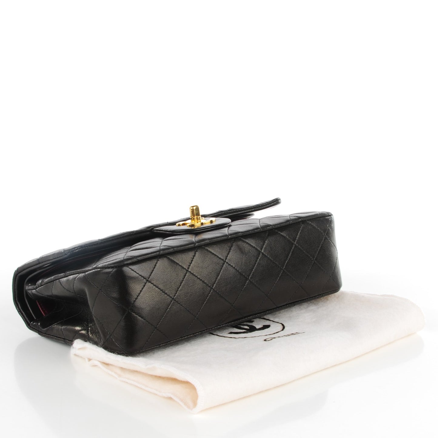 Lambskin Quilted Small Double Flap Black
