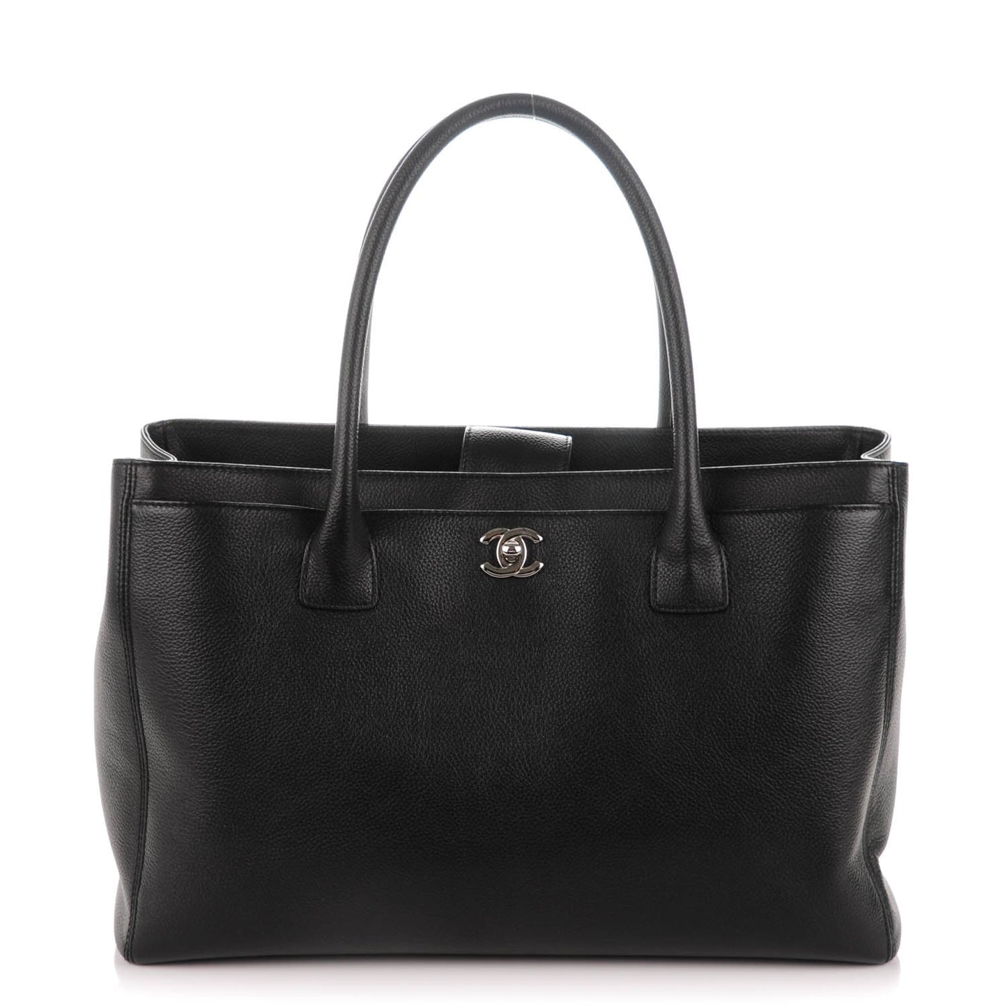 Calfskin Cerf Executive Shopper Tote Black