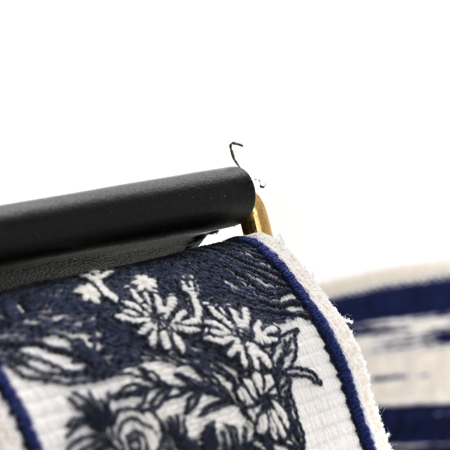 Canvas Embroidered Toile de Jouy Soleil Shoulder Strap Black White Blue