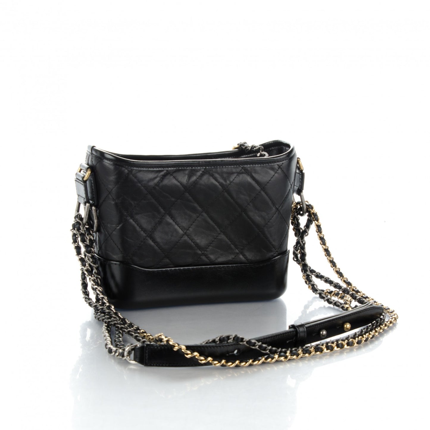 Aged Calfskin Quilted Small Gabrielle Hobo Black