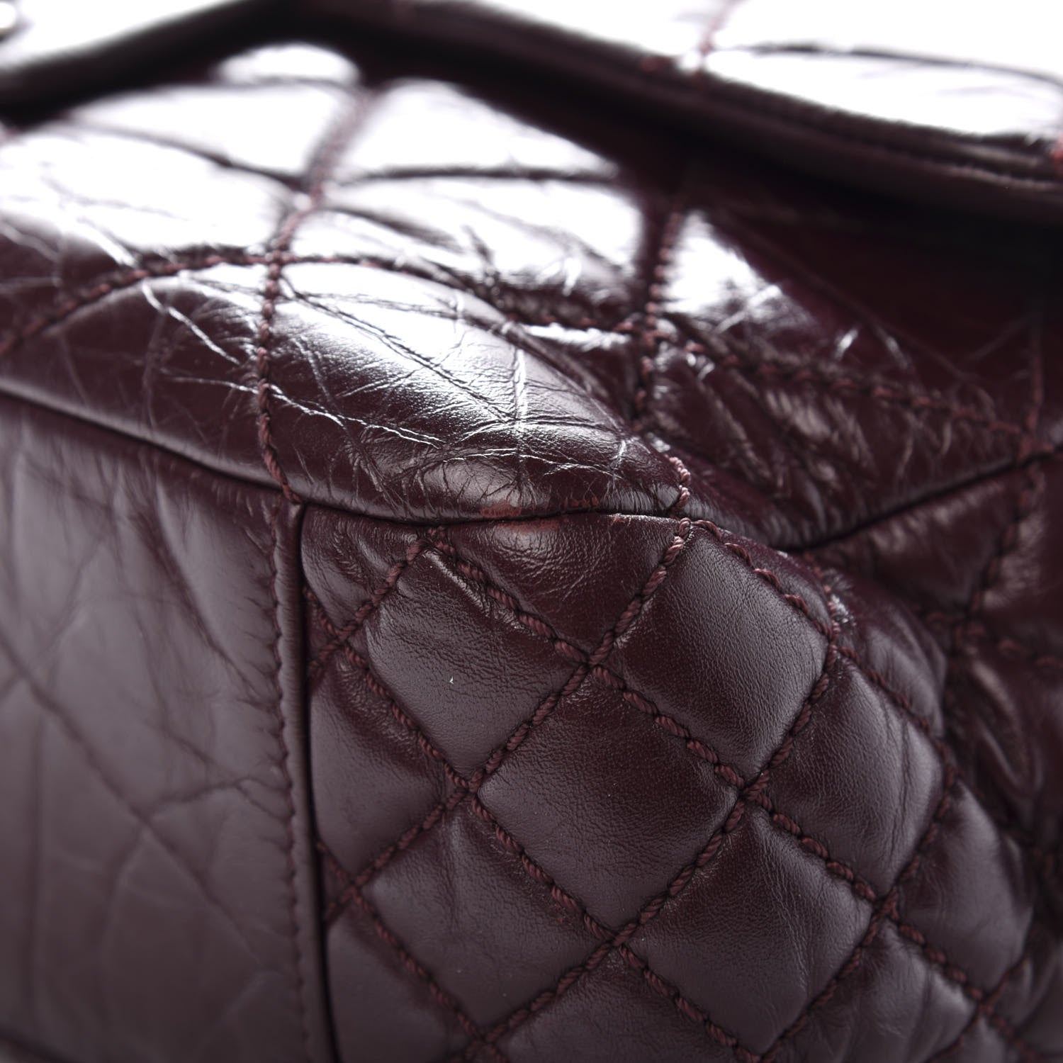Chanel Aged Calfskin Jumbo New Portobello Flap Burgundy 9 of 16