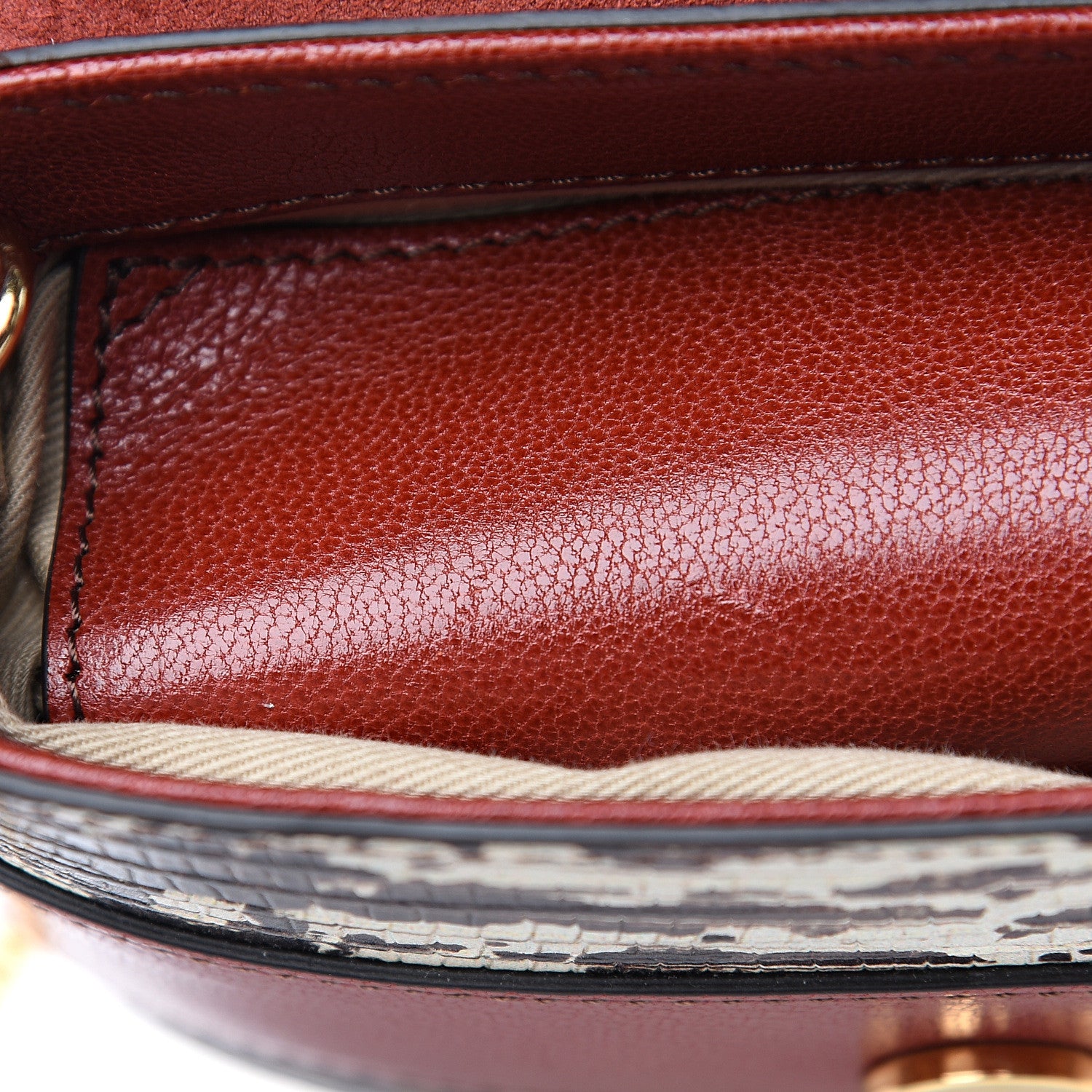 Chloe Calfskin Lizard Embossed Small Aby Lock Sepia Brown 6 of 9