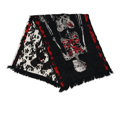 Alexander McQueen Wool Adorned Skeleton Stole Black Red White 2 of 4