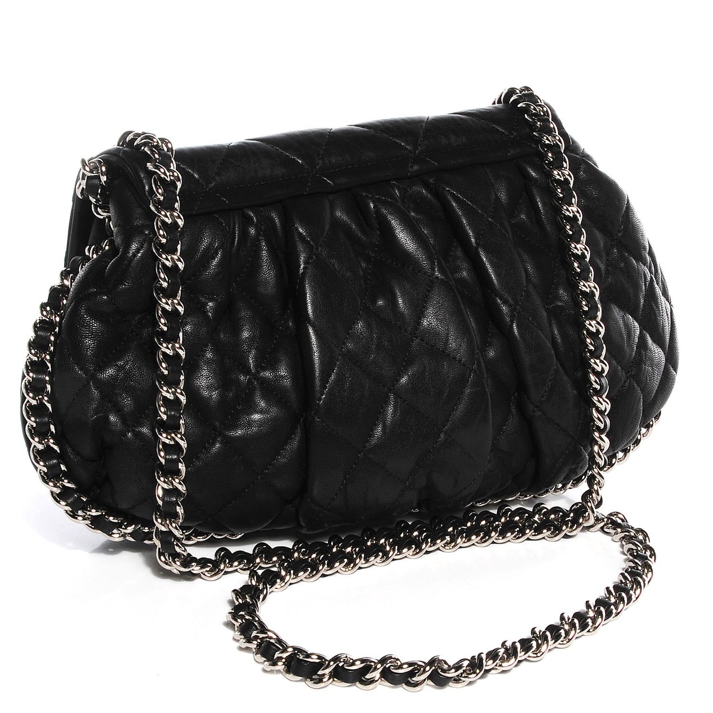 Crumpled Lambskin Chain Around Medium Messenger Black