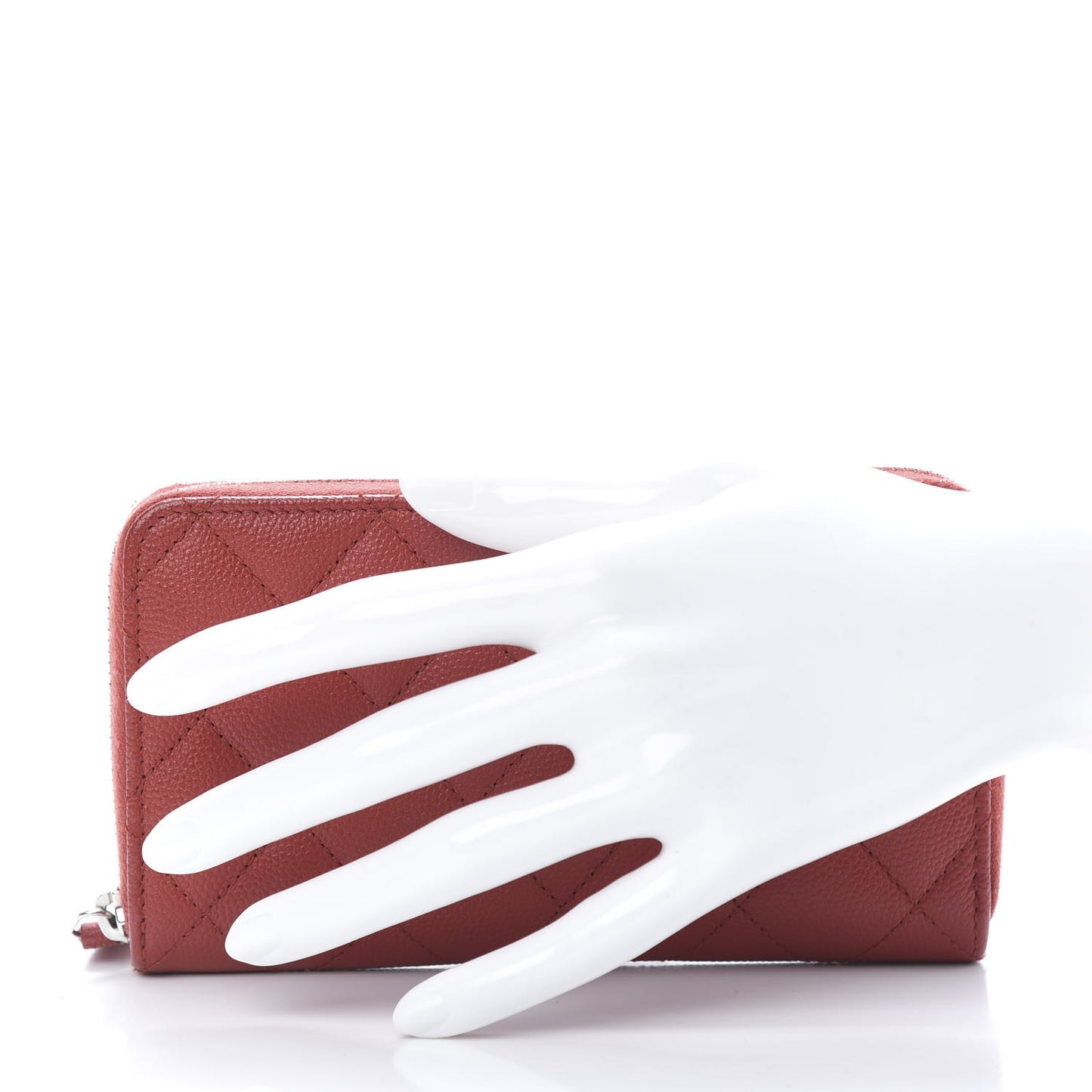 Caviar Quilted Medium Zip Around Wallet Red