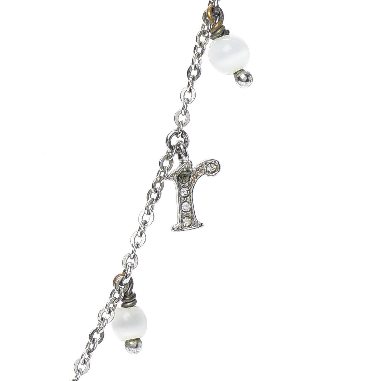 Crystal Logo Charm Necklace Silver