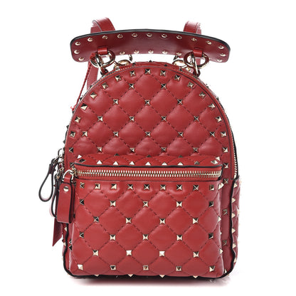 Valentino Garavani Nappa Quilted Mini Rockstud Spike Backpack Rosso Valentino 1 of 9
