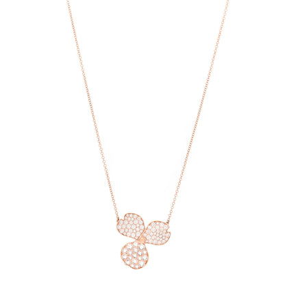 Tiffany 18K Rose Gold Diamond Large Paper Flowers Pave Pendant Necklace 1 of 5