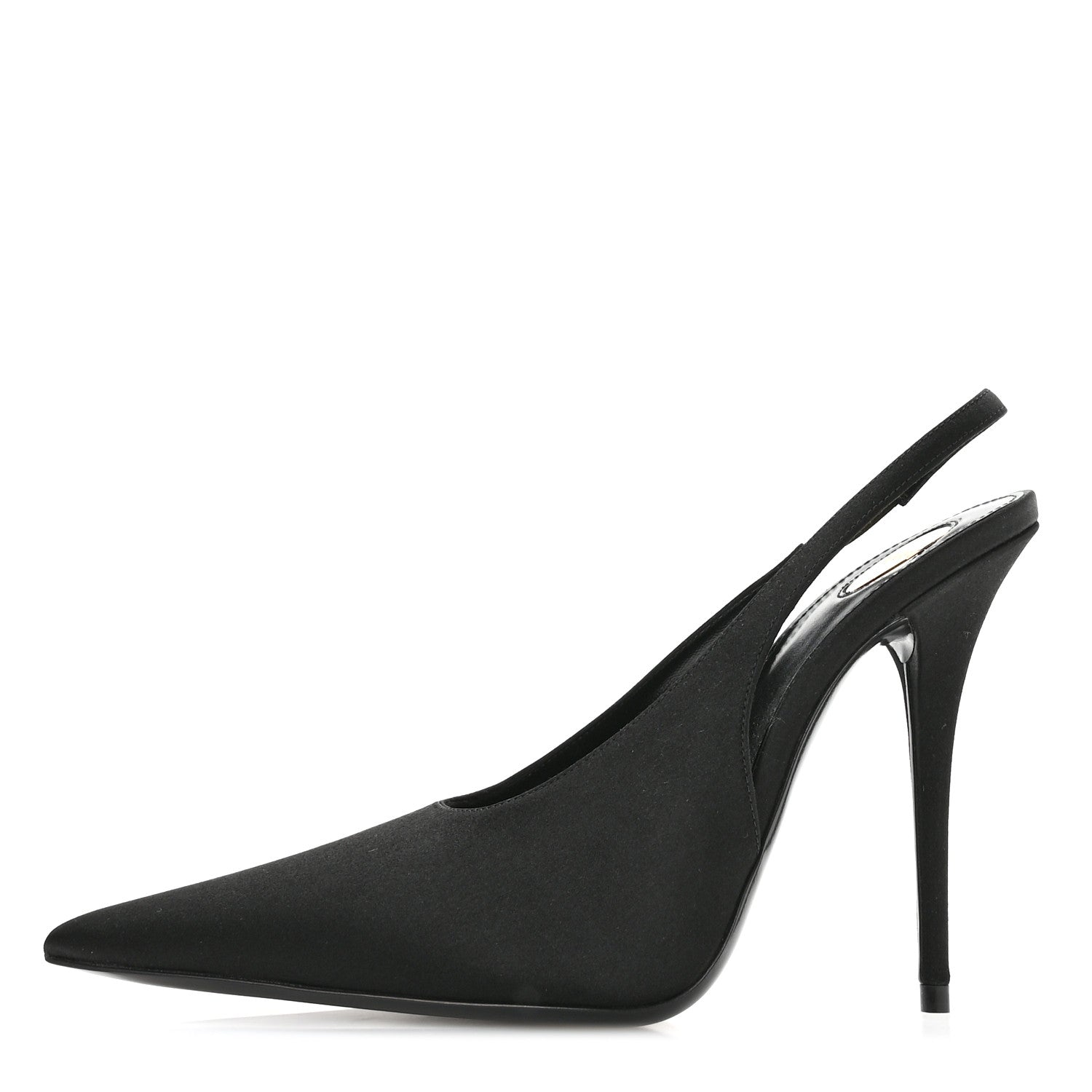 Saint Laurent Silk Satin Lentracte 110 Slingback Pumps 36.5 Black 1 of 9