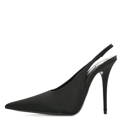 Saint Laurent Silk Satin Lentracte 110 Slingback Pumps 36.5 Black 1 of 9