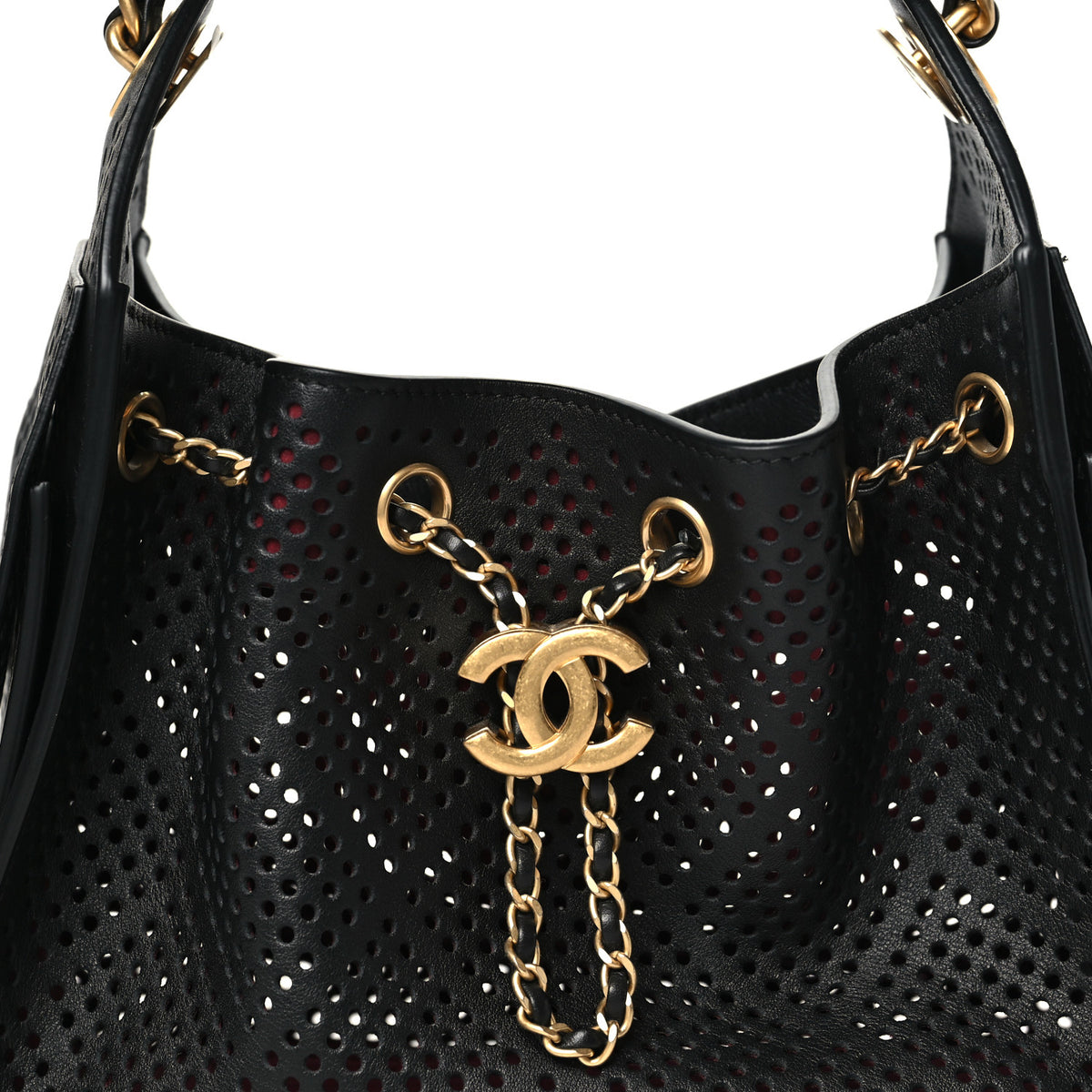 Chanel Perforated Calfskin Mini Chanel 25 Handbag Black 8 of 10