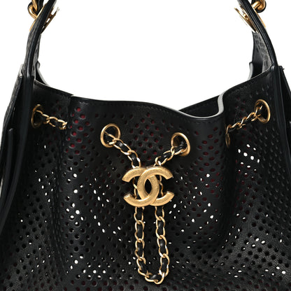 Chanel Perforated Calfskin Mini Chanel 25 Handbag Black 8 of 10