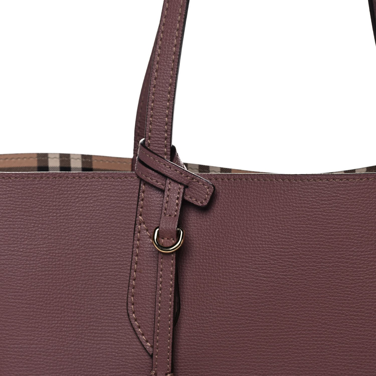 Burberry Grainy Calfskin Haymarket Check Medium Reversible Tote Dusty Pink 7 of 11