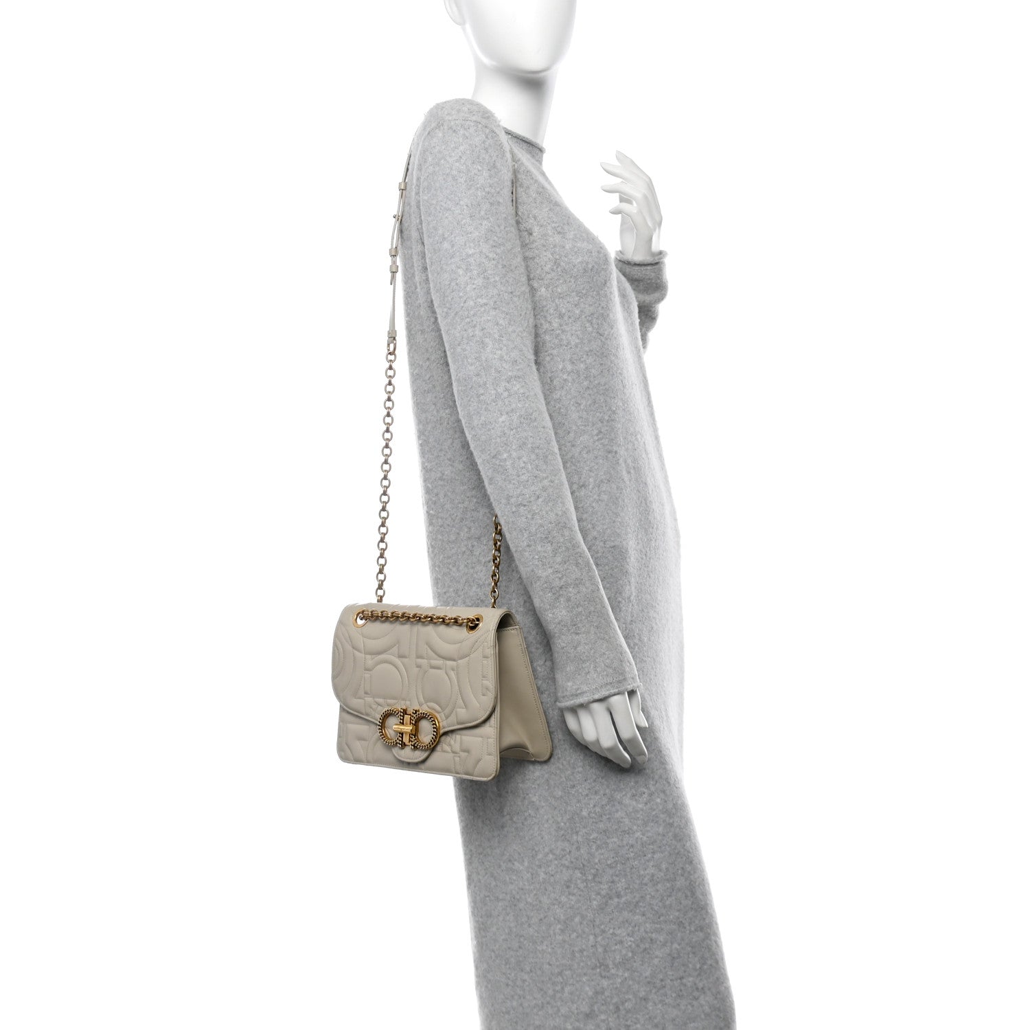 Salvatore Ferragamo Calfskin Quilted Gancini Flap Bag Peony 2 of 13