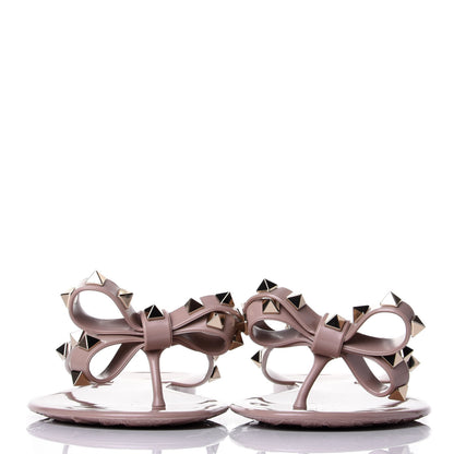 Valentino Garavani PVC Jelly Rockstud Bow Thong Sandals 38 Poudre 2 of 10
