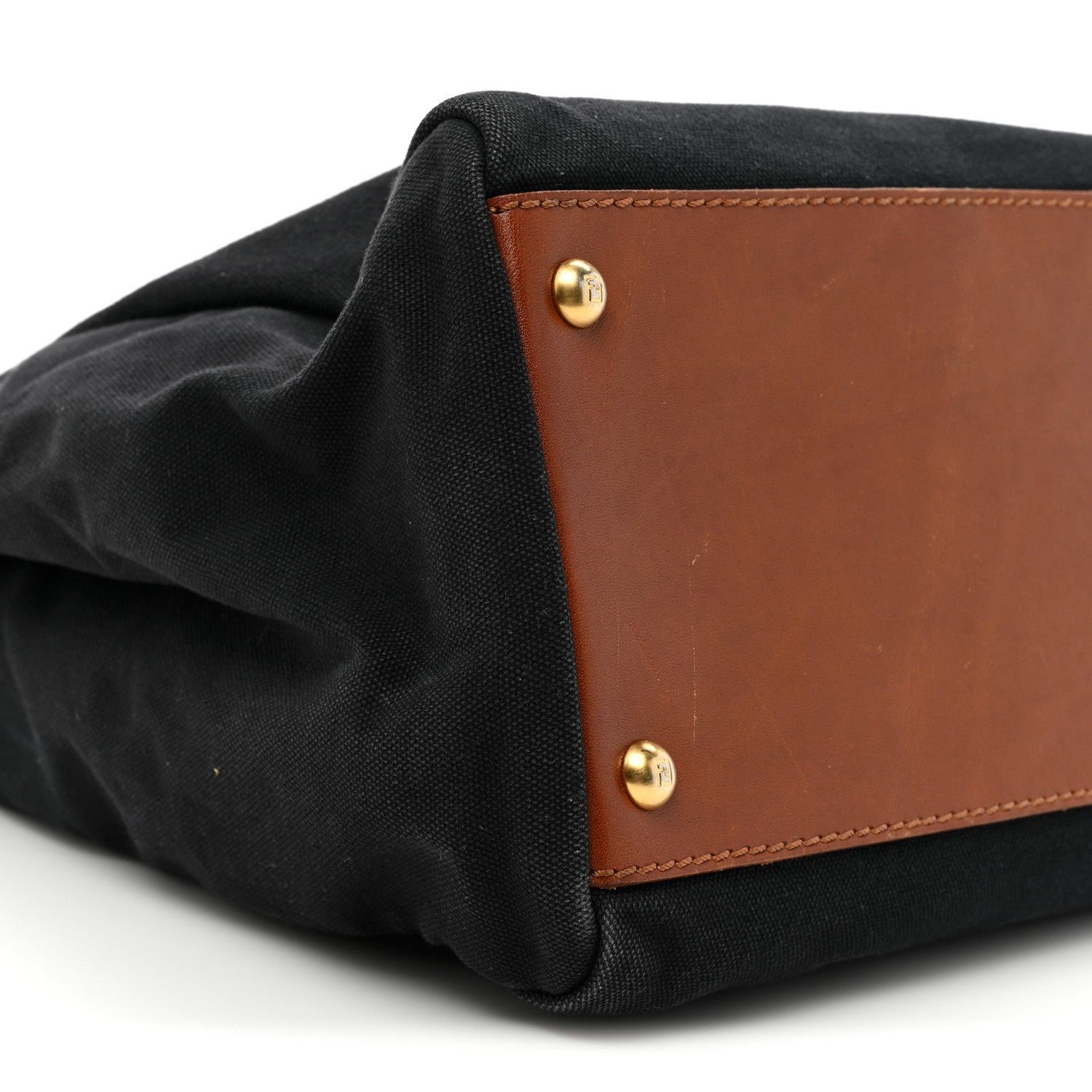 Fendi Canvas Large Peekaboo Iconic Satchel Black Cuoio 9 of 26