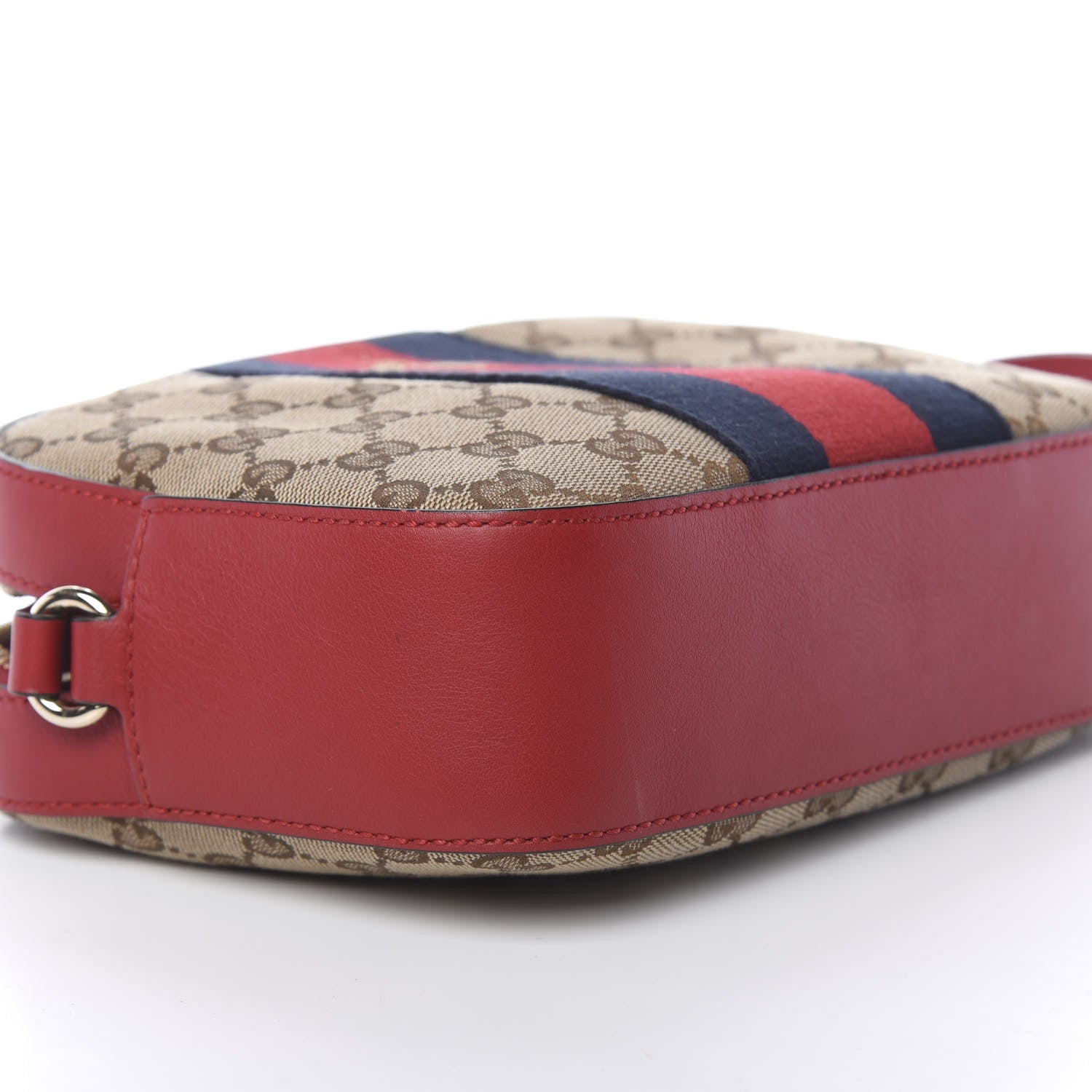 Gucci Monogram GG Supreme Web Small Webby Bee Shoulder Red 8 of 10