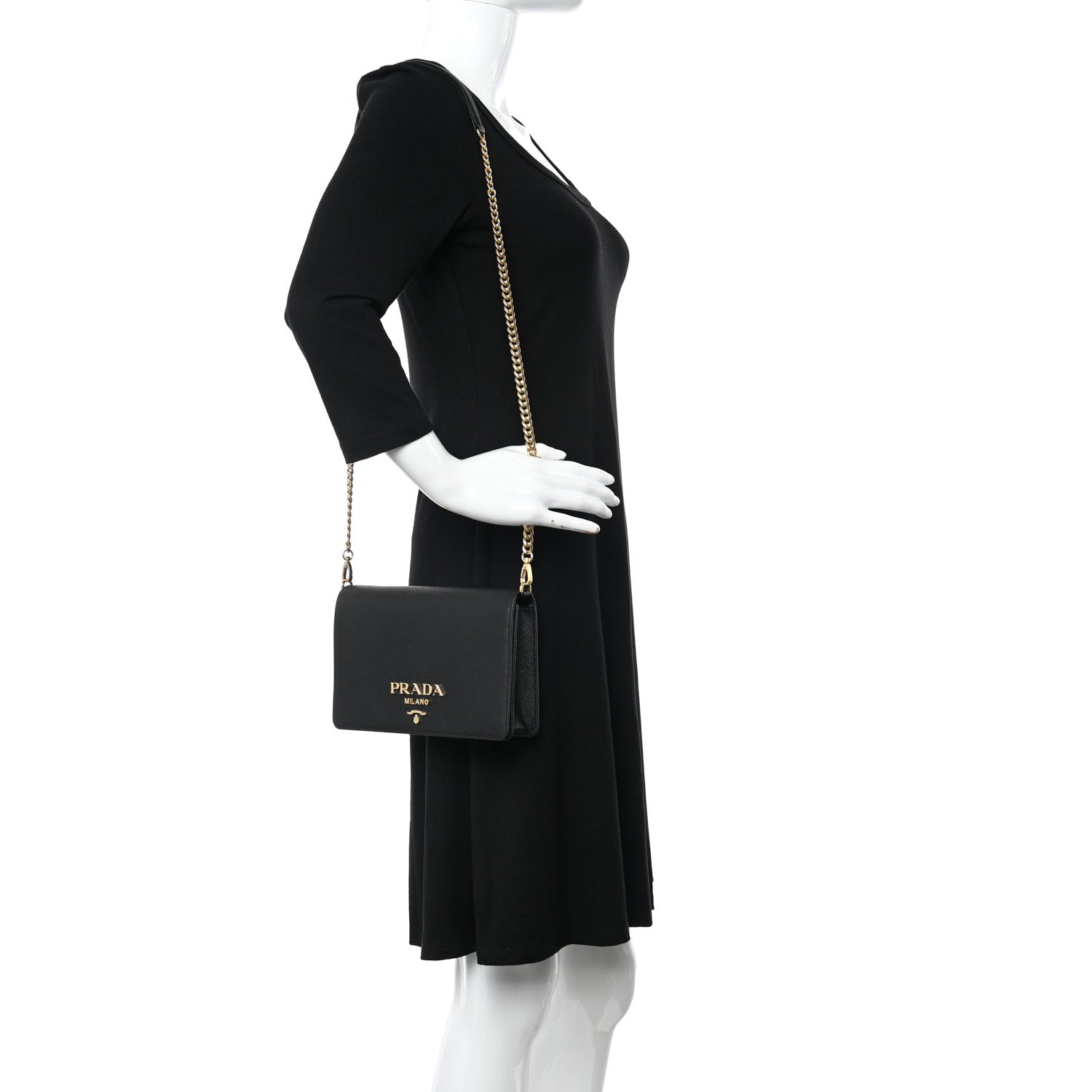 Prada Saffiano Lux Mini Crossbody Bag Black 2 of 10
