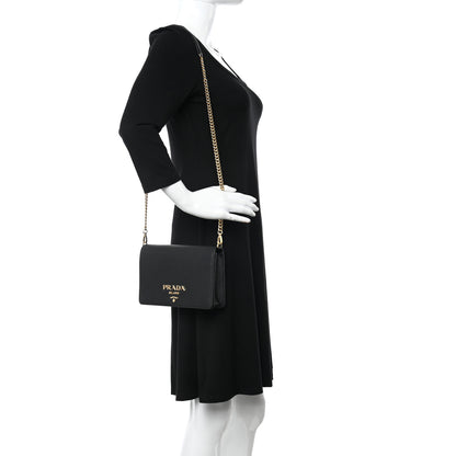 Prada Saffiano Lux Mini Crossbody Bag Black 2 of 10