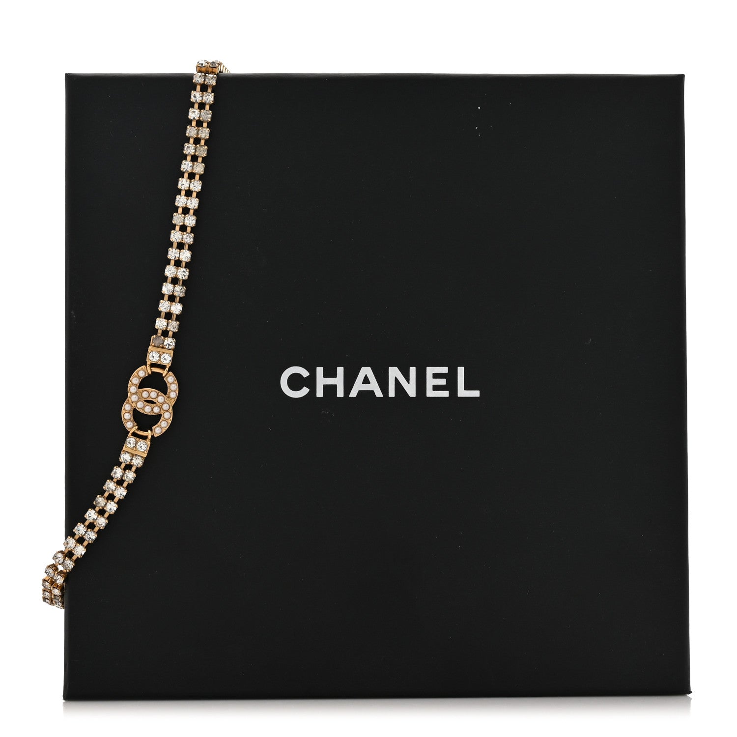 Chanel Crystal Pearl CC Choker Necklace Gold 5 of 5