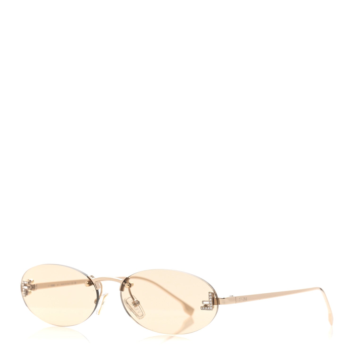 Fendi Metal Crystal Fendi First Oval Sunglasses FE4075US Gold Pink 1 of 8
