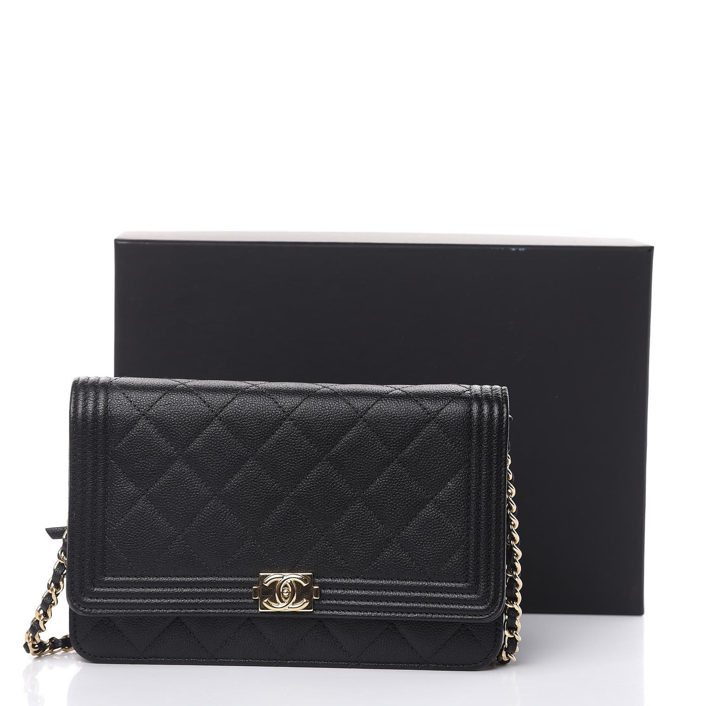 Caviar Quilted Boy Wallet On Chain WOC Black