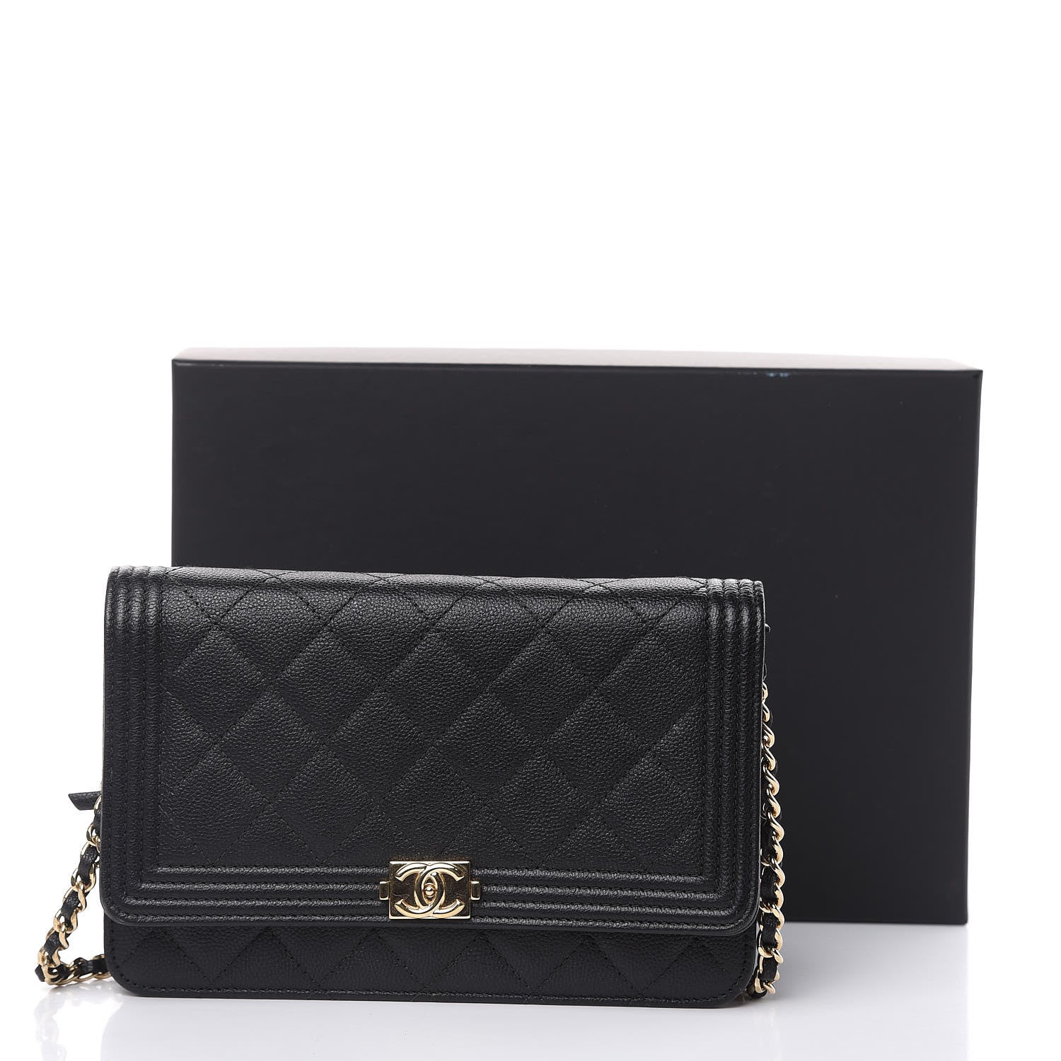 Chanel Caviar Quilted Boy Wallet On Chain WOC Black 16 of 16