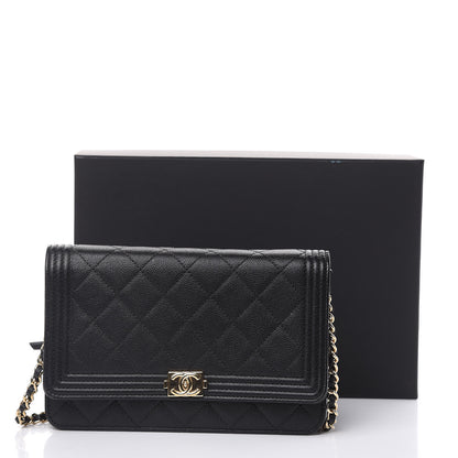 Chanel Caviar Quilted Boy Wallet On Chain WOC Black 16 of 16
